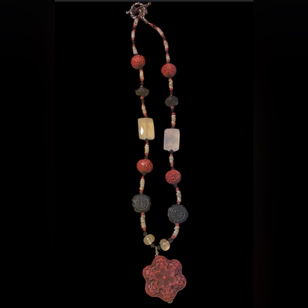 Artisan Cinnabar & More Bead Necklace #7712 ❤️🔥 - Picture 3 of 11